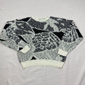 Point Zero Womens Pullover Sweater Black Diamond Long Sleeve Crew Neck Thin